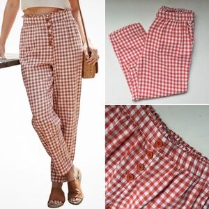 Loft Outlet High Rise Straight Crop Gingham Pants